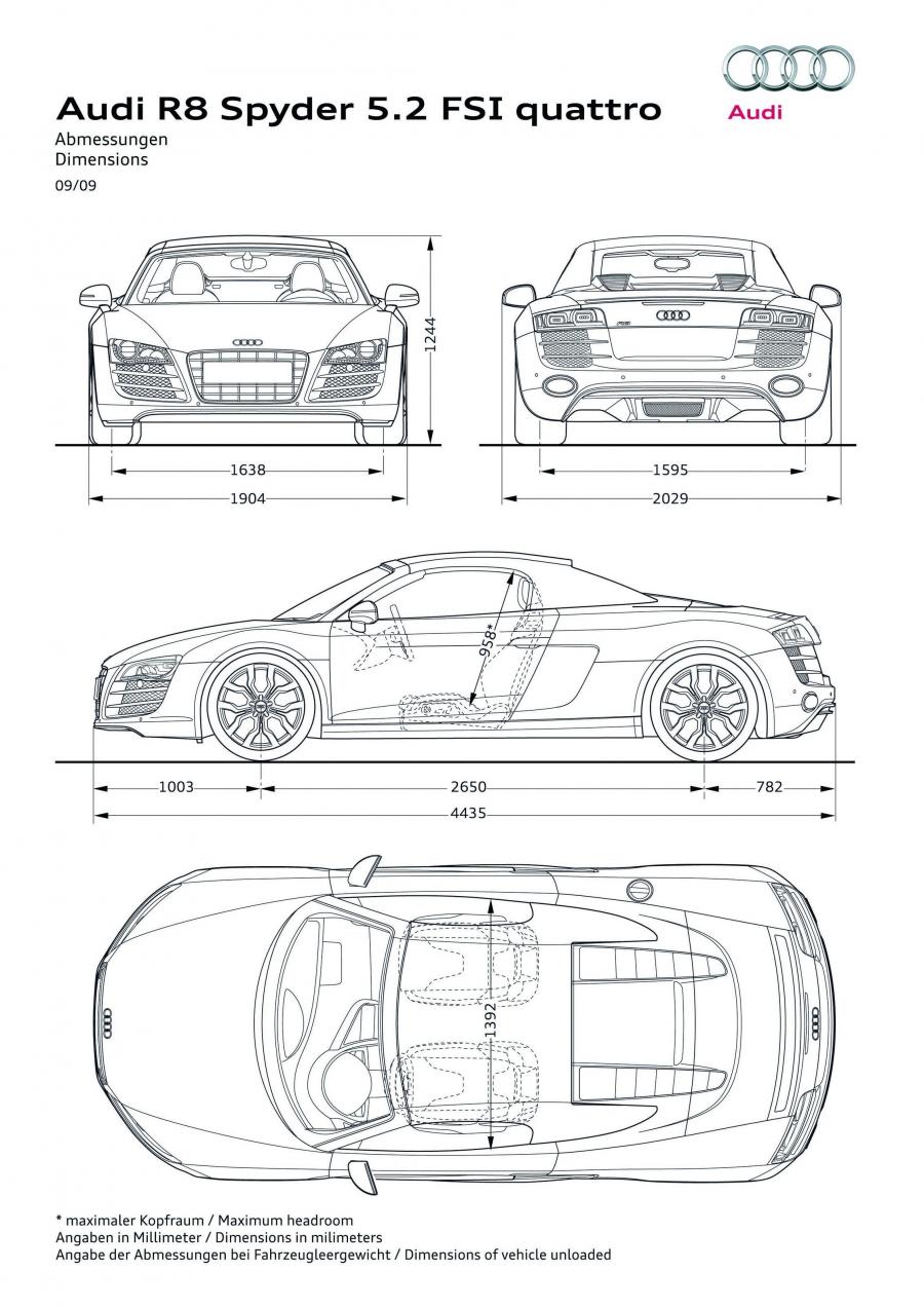 Схема Audi R8 Spyder 5.2 FSI Quattro 2010 года  (WW) (фото 39 из 79)